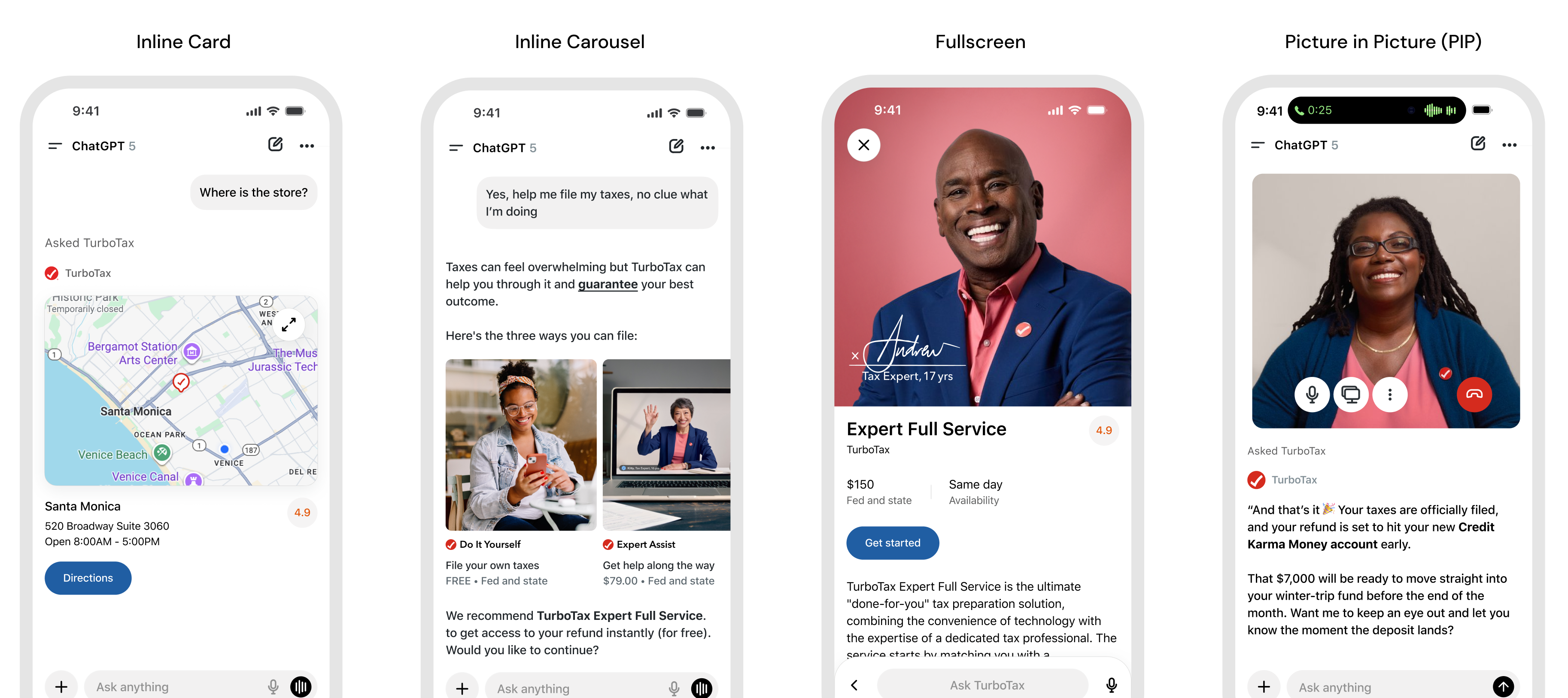 TurboTax view types inside ChatGPT