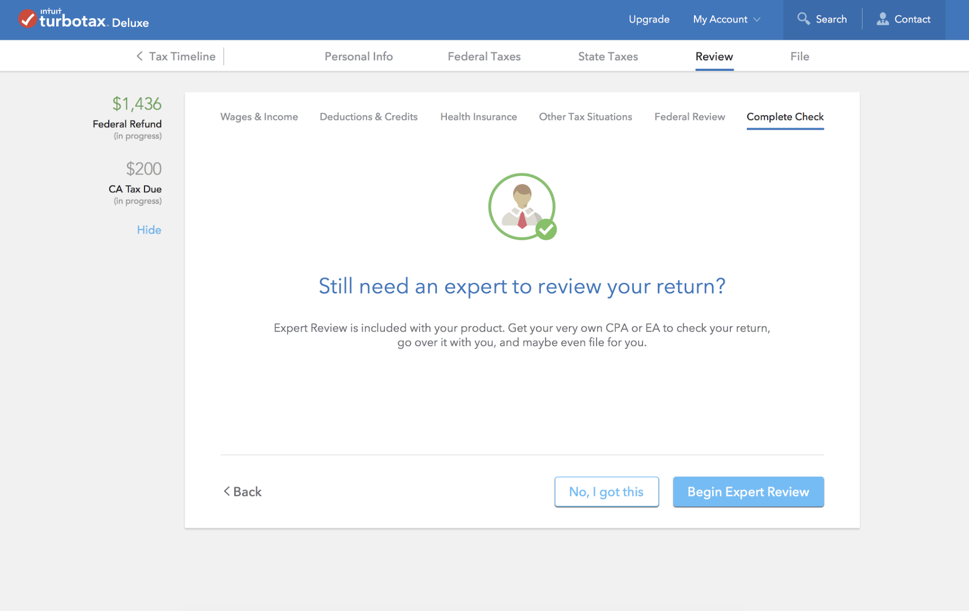 TurboTax Live Expert Review Pilot